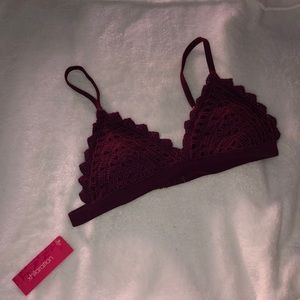 Maroon Lace Bikini Top